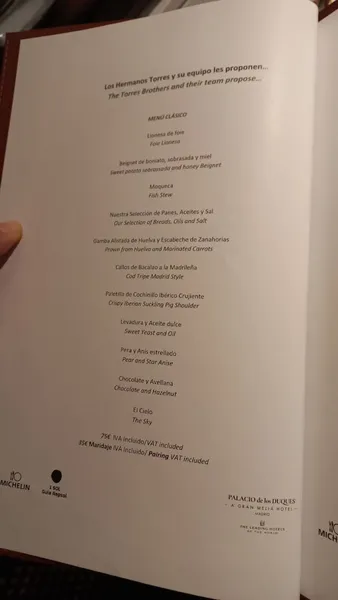 menu 0 of Dos Cielos Madrid by Hermanos Torres