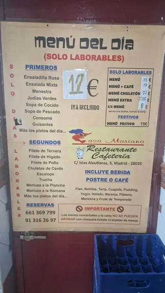 menu 0 of Restaurante Casa Mariano