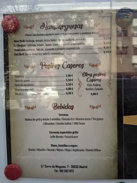 menu 2 of La Elegida mirasierra