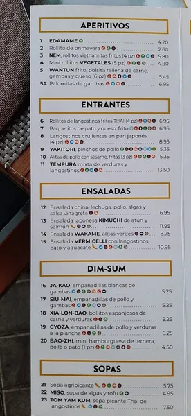 menu 1 of Restaurante Bonsai Garden