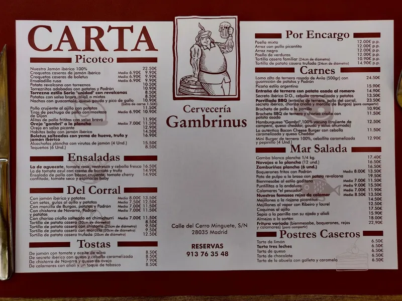 menu 0 of Cervecería Gambrinus