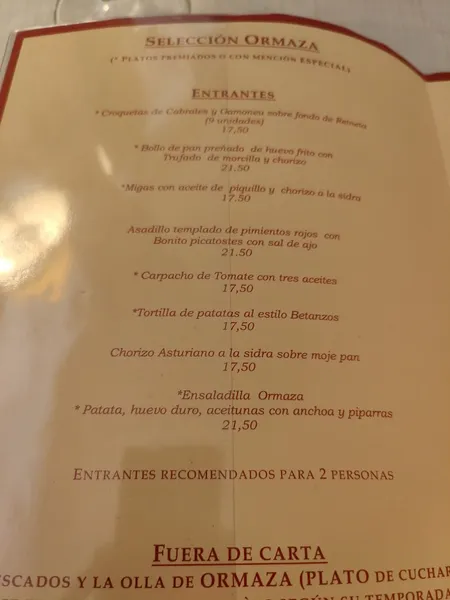 menu 2 of Casa Ormaza