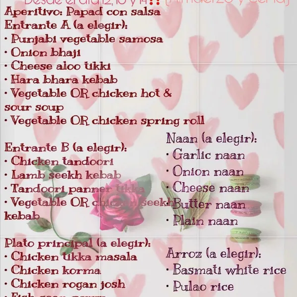 menu 1 of Bollywood Tadka