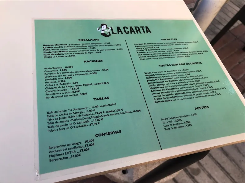 menu 0 of Bar La Conserva