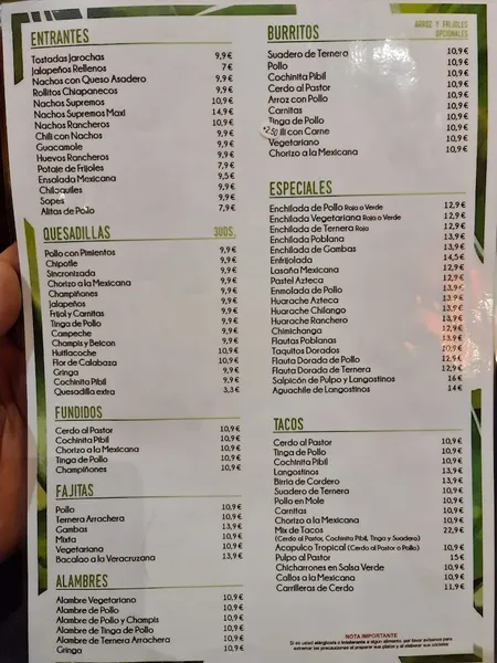menu 0 of El Zócalo
