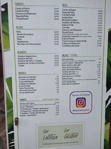 menu 1 of El Zócalo