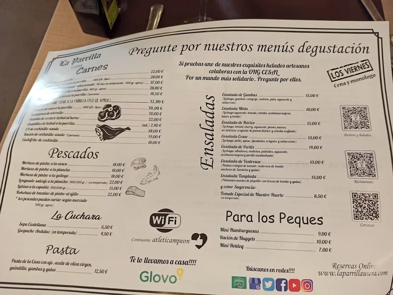 menu 0 of La Parrilla de Usera