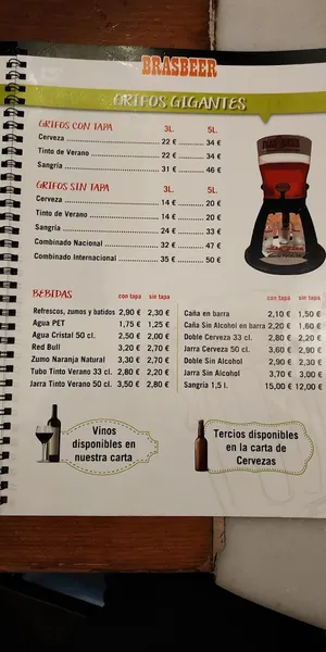 menu 1 of Restaurante La Braña