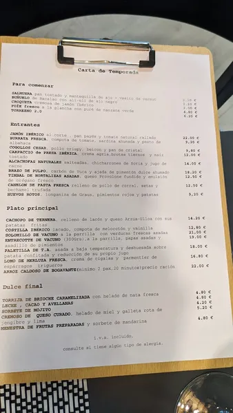 menu 1 of El Palco de las Esquinas