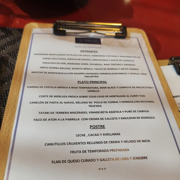 menu 2 of El Palco de las Esquinas
