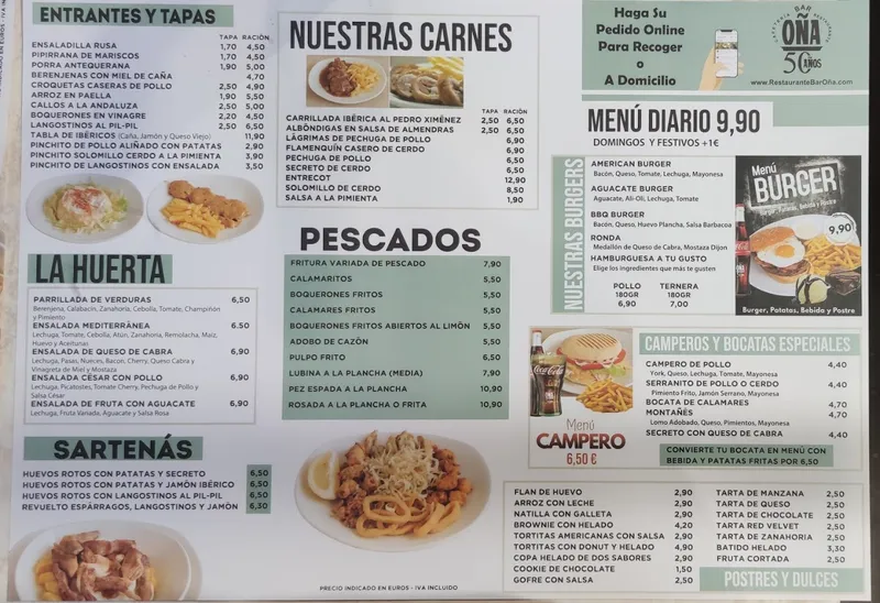 menu 1 of Restaurante Bar Oña