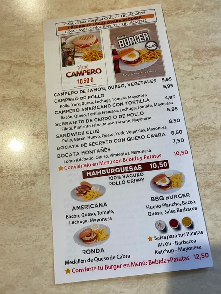 menu 2 of Restaurante Bar Oña