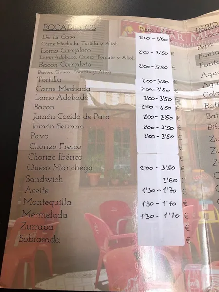 menu 1 of Bar Mesón Paco