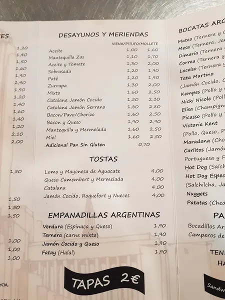 menu 0 of LOs ROSARINOs