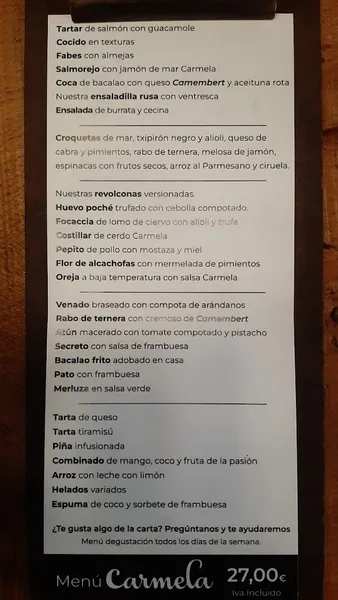 menu 0 of Gastrotaberna Carmela