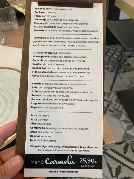 menu 1 of Gastrotaberna Carmela