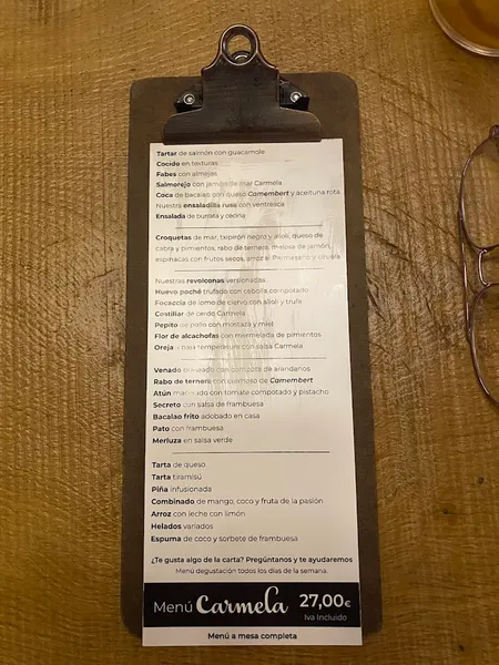 menu 2 of Gastrotaberna Carmela