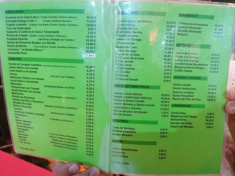 menu 0 of L'Escampreru