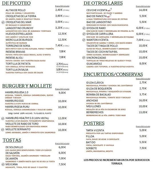 menu 0 of Casa Vicenta 2.0