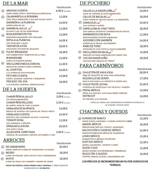 menu 1 of Casa Vicenta 2.0