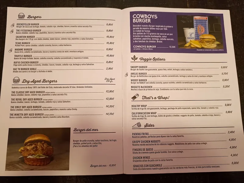 menu 0 of The Fitzgerald Burger Company