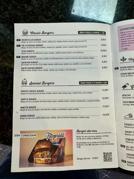 menu 1 of The Fitzgerald Burger Company