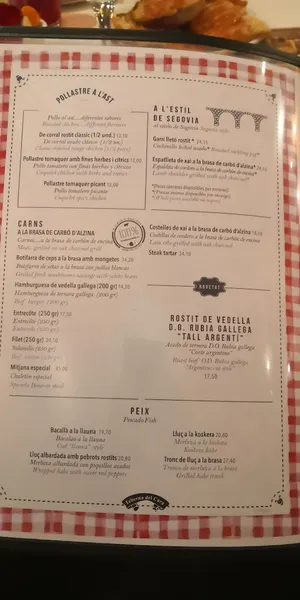 menu 1 of Taberna del Cura