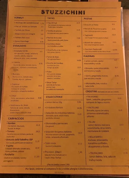 menu 0 of Stuzzichini Gracia