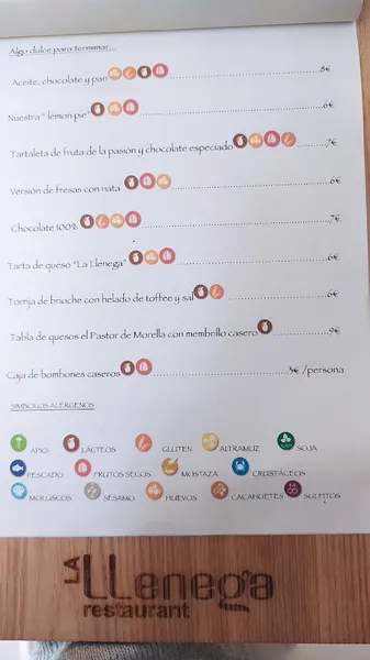 menu 0 of La Llenega