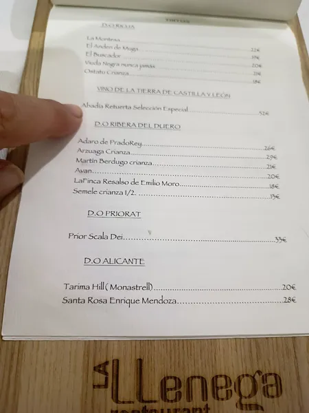menu 2 of La Llenega