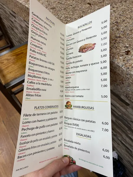 menu 1 of Eveki