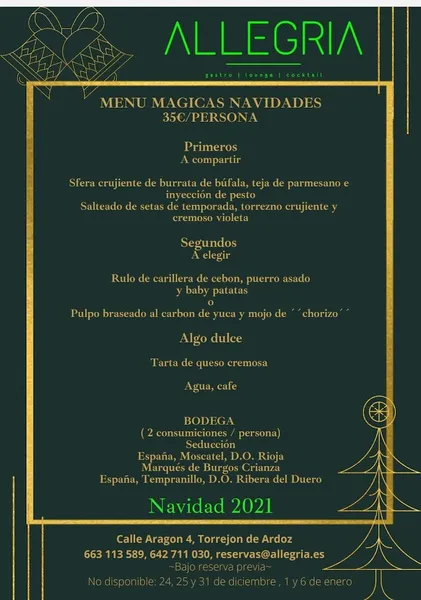 menu 2 of Restaurante Allegria Torrejon