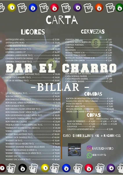 menu 0 of Restaurante Colombiano Bar Billares El Charro