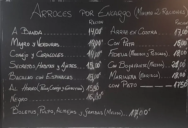 menu 1 of Restaurante Racó del Pla Alicante