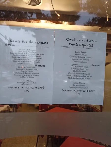 menu 1 of Rincón del Bierzo