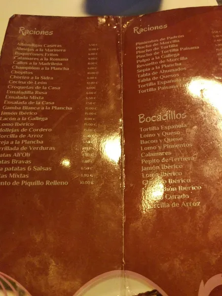 menu 2 of Rincón del Bierzo