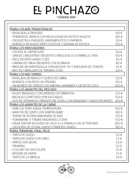 menu 0 of El Pinchazo Cooking Bar