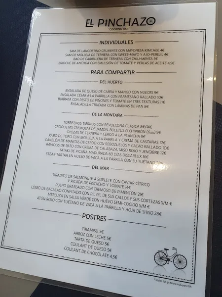 menu 1 of El Pinchazo Cooking Bar