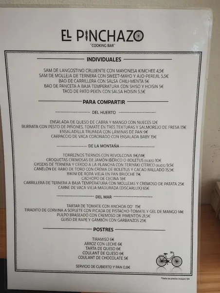 menu 2 of El Pinchazo Cooking Bar
