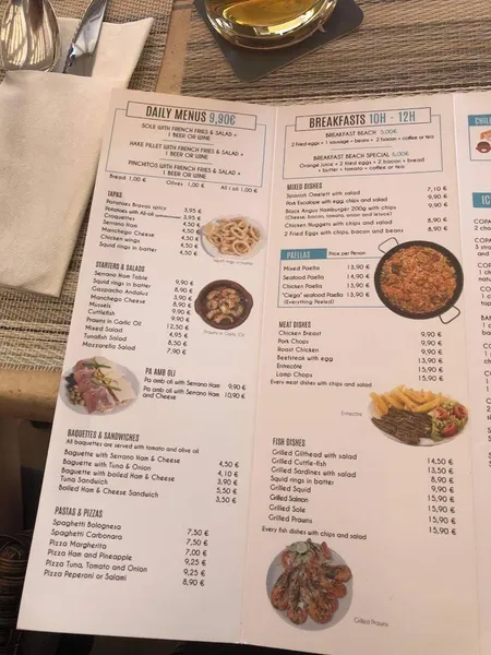 menu 0 of Cafetería Playa