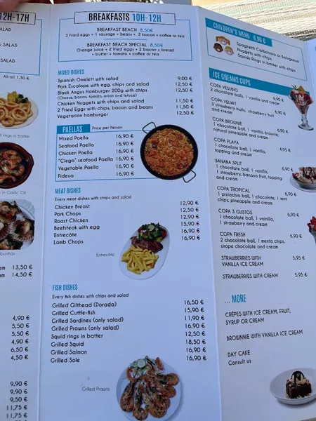 menu 2 of Cafetería Playa
