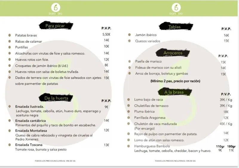 menu 0 of Restaurante Bámbola