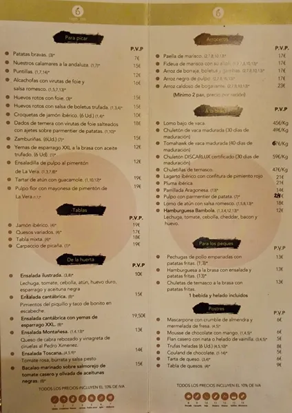 menu 1 of Restaurante Bámbola