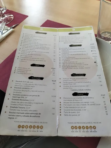 menu 2 of Restaurante Bámbola