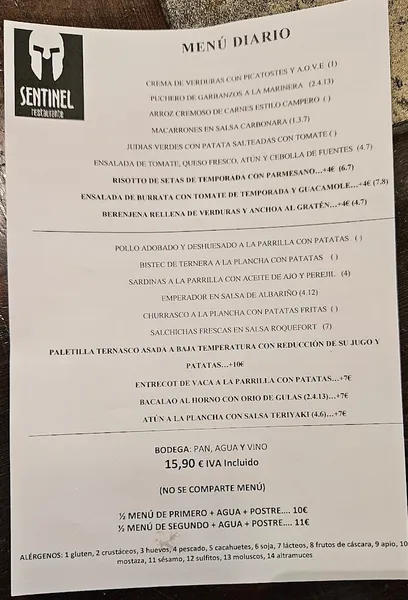 menu 1 of Sentinel Restaurante