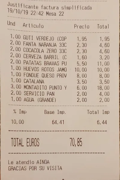 menu 0 of Punto y aparte Restaurante