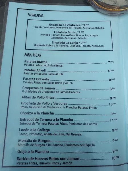 menu 1 of Bar La Lonja