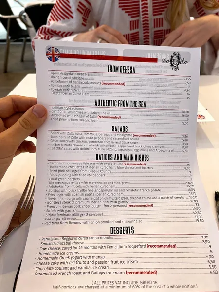 menu 1 of Restaurante La Olla