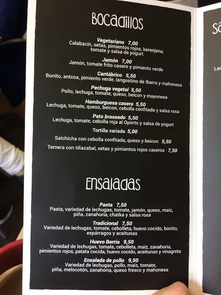 menu 1 of El Huevo Berria