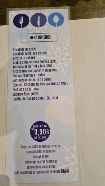 menu 1 of Tximiso Taberna